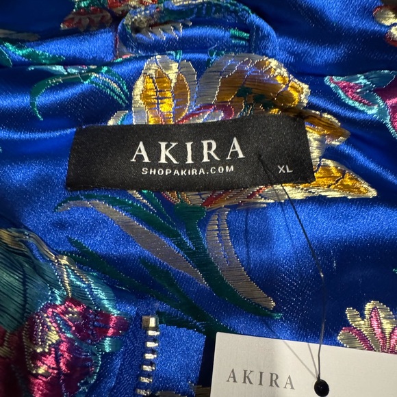AKIRA Blue Floral Bomber Jacket - Picture 2 of 3